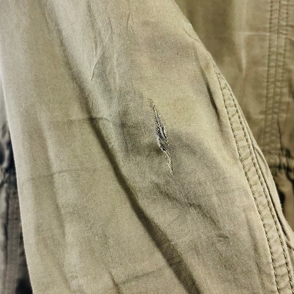 J. Crew Green Olive Fatigue Military Long Adjustable Waist Hooded Jacket Women L - Picture 8 of 12